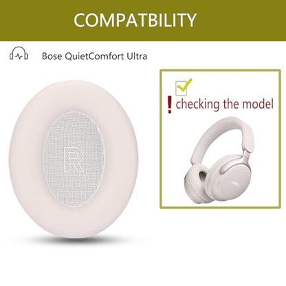 Replacement Ear Pads, Compatible with Bose QuietComfort Ultra Headphones. New Soft Protein Leather Combined with high-Density Memory Foam, Replacement Ear Pads 1 Pair (pinkwhite) - color: pinkwhite