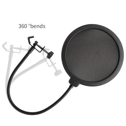 Professional Microphone Pop Filter Shield,Mic Wind Mask Shield Screen with Blue Yeti and Any Other Microphone, Dual Layered Wind Pop Screen With A Flexible 360 Degree Gooseneck Clip Stabilizing Arm
