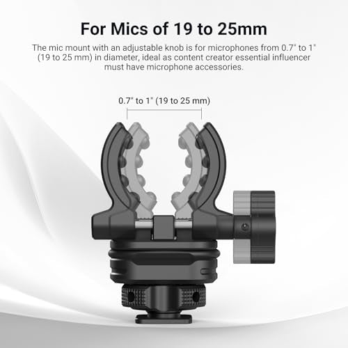 NEEWER Microphone Holder with Cold Shoe Adapter, Noise Reducing Shock Absorbing Mic Mount Accessories with Built in Silicone Pads, for Mics of 0.7" to 1" (19 to 25mm) in Diameter, MH3