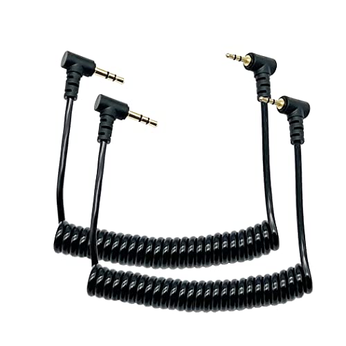 Seadream Coild 3.5mm to 2.5mm Audio Cable, 2Pack 90 Degree Double Angled 2.5mm Male to 3.5mm 1/8inch Male TRS Stereo Audio Headphone Aux Coiled Cord Cable (Coiled 2Pack)