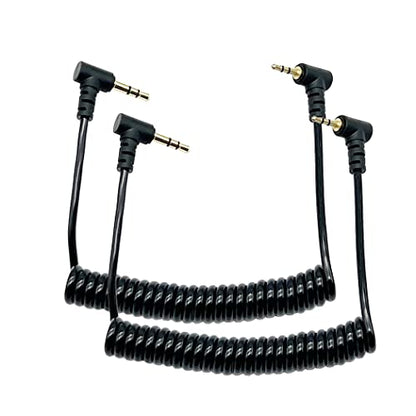 Seadream Coild 3.5mm to 2.5mm Audio Cable, 2Pack 90 Degree Double Angled 2.5mm Male to 3.5mm 1/8inch Male TRS Stereo Audio Headphone Aux Coiled Cord Cable (Coiled 2Pack)