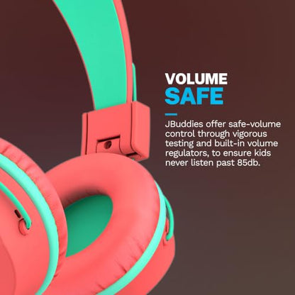 JLab JBuddies Studio on-Ear Kids Wired Headphones with mic, Volume Limiter, Foldable, Adjustable, Each - color: Peach, size: Headphones