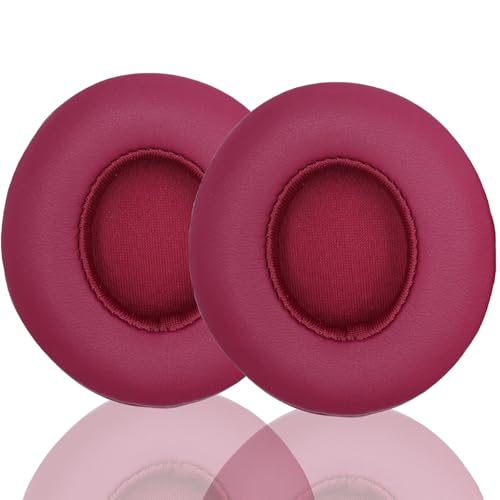 Headphone Replacement Ear Pad Cover Compatible with Beats by Dre Solo3 Solo2 Wired Wireless Headphones Protein Leather Memory Foam Headphone Cushion Ear Muffs-Dark Brick red - color: dark brick red