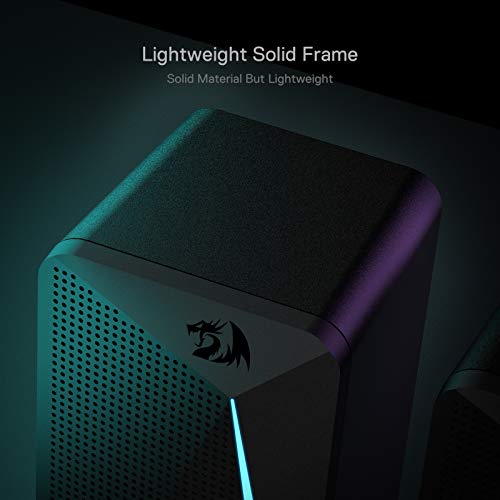 Redragon GS510 RGB Wired Desktop Speakers, 2.0 Channel Stereo Sound, Black - color: Black
