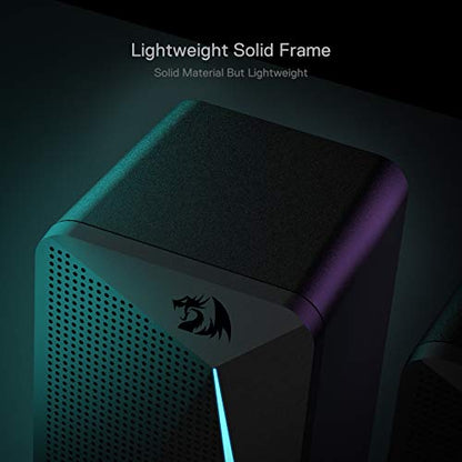 Redragon GS510 RGB Wired Desktop Speakers, 2.0 Channel Stereo Sound, Black - color: Black
