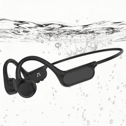 Bone Conduction Headphones IPX8 Waterproof Open Ear 32G MP3 Player | 8 Hours Long Battery & Secure Fit, Lightweight Open Ear Comfort, for Swimming, Running & Cycling, Great for Outdoor Fitness