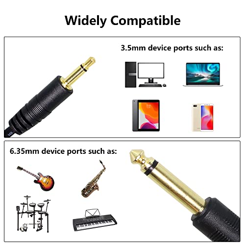 1/8 to 1/4 Stereo Cable,2M/6.56FT Gold Plated 3.5mm Male to 6.35mm Male TS Mono Audio Cable for Amplifier, Speaker,Guitar and Home Stereo System - color: 6.35mm mono male to 3.5mm mono male