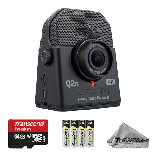 Zoom Q2n-4K Handy Video Recorder with 64GB Memory Card & Batteries – 4K Ultra HD Video Recording, Wide-Angle Lens, Built-in Stereo Microphones, USB Webcam Function – Basic Kit - style: Zoom Q2n-4K