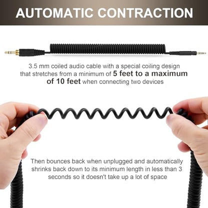 Zosvoses HD599 Replacement Cable Compatible with Sennheiser HD599, HD598, HD579, HD569, HD558, HD518 Headphones, Coiled Headphone Extension Cable with 6.35mm Adapter, 5-10ft