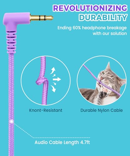 UKELALA C3 Kids Headphones Wired, On-Ear Wired Head Phones for Boys Girls with 3.5mm Jack, Foldable, Adjustable Headband, Child Headphone for School Home Airplane Tablet Purple - color: Purple