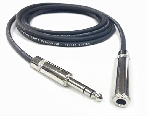 Custom Cable Connection 6 Foot Pro Audio REAN NYS228 1/4 inch (6.35mm) TRS Male to REAN NYS2203P 1/4 inch (6.35mm) TRS Female Balanced Extension Cable - size: 6 Foot, style: Male to Female Extension