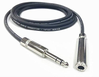 Custom Cable Connection 6 Foot Pro Audio REAN NYS228 1/4 inch (6.35mm) TRS Male to REAN NYS2203P 1/4 inch (6.35mm) TRS Female Balanced Extension Cable - size: 6 Foot, style: Male to Female Extension