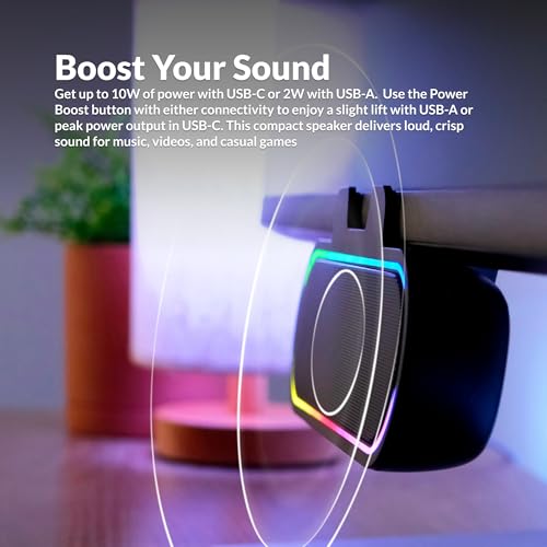 Cyber Acoustics USB Speaker Bar with LED Lights (CA-2890GX) – USB Powered Speaker Bar for PC and Mac, Dynamic LED Lights Sync to Music, Clamps to Monitors up to 1.5 Inches, Great for Music and Gaming - style: USB & LED