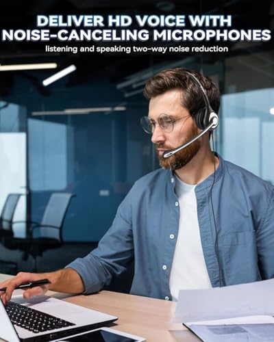 Wantek Office Phone Headset RJ9 with Noise Cancelling Microphone and Quick Disconnect Telephone Headset Compatible with Polycom Aastra Shoretel Avaya Mitel Toshiba Grandstream Can Center Phones