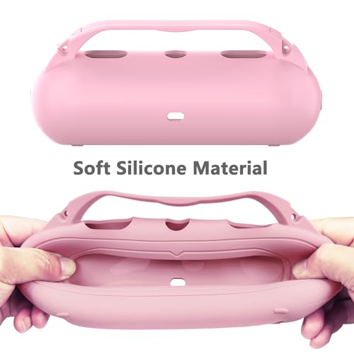 Silicone Cover Case for Beats Pill 2024 Wireless Bluetooth Speaker | Protective Stand Holder for Beats Pill Bluetooth Speaker Accessories With Should Strap (Pink Case) - color: Pink Case