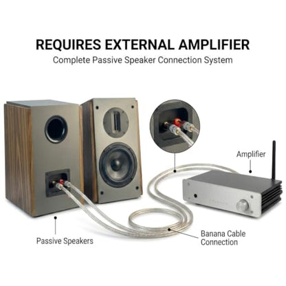 Passive Bookshelf Speakers, 2-Way Passive Speakers, 5.25" Woofer & 4" Ribbon Tweeter, 60Hz Bass for Home/Office/Theater Pair (Needs Amplifier or Receiver to Operate) - color: Brown