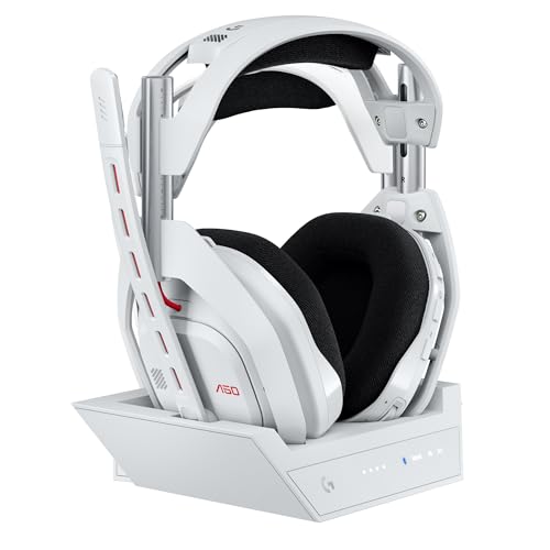 Logitech G Astro A50 Multi-Platform Wireless Gaming Headset - White | For PS5, Xbox, PC, Switch - PLAYSYNC Audio Switcher, <16 bit/48kHz (Console), <24 bit/48 kHz (PC), <24hr Battery, 2.4GHz & BT - color: White, style: PLAYSYNC Audio