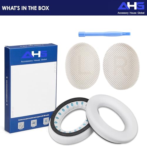 AHG Accessory House Global qc Replacement Ear Pads Cushions Compatible with Bose QuietComfort 35 II / QC35, QCSE, QCSC and QC45 Wireless Headphones (White) - Premium Material | Extra Thick | Durable - color: White