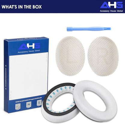 AHG Accessory House Global qc Replacement Ear Pads Cushions Compatible with Bose QuietComfort 35 II / QC35, QCSE, QCSC and QC45 Wireless Headphones (White) - Premium Material | Extra Thick | Durable - color: White