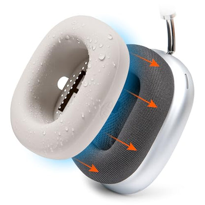 WC SweatZ Max - Patented Silicone Sweat Covers for AirPods Max 1 | Made by Wicked Cushions | (Does Not Fit AirPods Max 2). Sweatproof, Full Earpad Protection | Beige - color: Beige