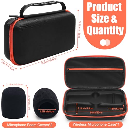Coitak Wireless Microphone Case for JBL Wireless 2 Mic System, Box Only | Handheld Dual Mic Case, 2 Mic Foam Covers, Portable Storage Bag, Box Only