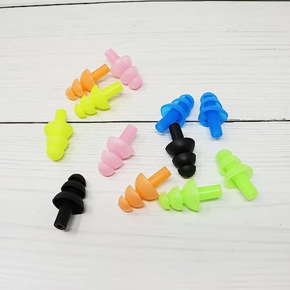 Honbay 6Pairs Reusable Silicone Swimming Earplugs Soft and Flexible Ear Plugs for Swimming, Learning, Hearing Protection, Concerts, Airplanes, Shooting, etc