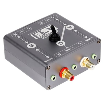 Pro RCA AUX Passive A/B Switch Box Passive Reversible Operation Design Balanced Stereo Audio Switcher with Durable Aluminum Alloy Case Support RCA/AUX 3.5mm 1/8” Input - size: RCA+AUX A/B Switch