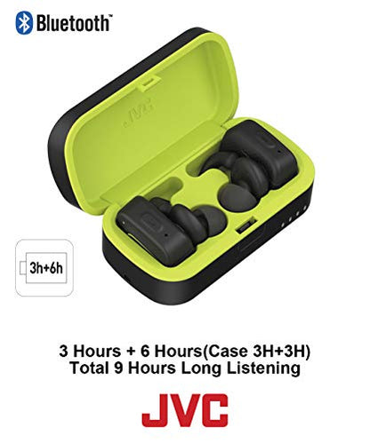JVC True Wireless Earbuds for Sports & Fitness, Sweat/Water Proof IPX5, Bluetooth Connectivity, Pivot Motion Fit, 3 Point Support Structure, 3+6 Hours Battery Life - HAET90BTB (Black)