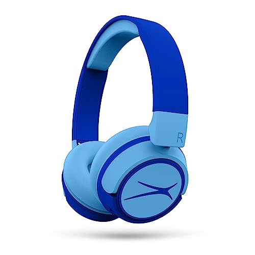 Altec Lansing Kid Safe 2-in-1 Wireless Bluetooth Headphones - Crystal Clear Sound, Safe Volume Limiting, Foldable Design - Enjoy Audio and Protect Your Child's Hearing (Hero Blue) - color: Hero Blue