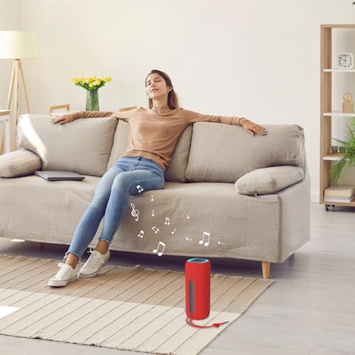 PEICHENG Bluetooth Speaker, Portable Wireless Clear Loud Stereo Sound IPX5 Waterproof with RGB Lights BT5.3 Long Playtime TWS Pairing,for Home Party Outdoor Beach,Great Gift Choice (Red) - color: Red