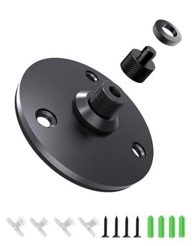 Gooseneck Mic Flange Mount with Anti-Slip Pad, 5/8 Male Thread, Metal Base | Compact Design for Church/Podium/Studio/Podcast/Lecture/Broadcast/Streaming, Sturdy Metal/Non-Slip Pad, With 5/8-3/8 Adapter