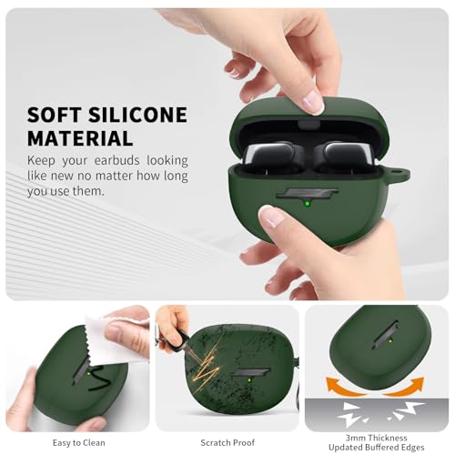 for New Bose Ultra Open Earbuds Case(2024), Green | Silicone Shockproof Protective Cover for Bose Open Ear Wireless Earbuds Accessories with Carabiner - color: Green