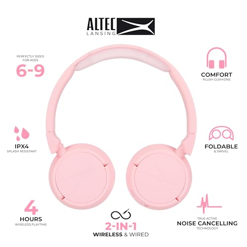 Altec Lansing - Kids Bluetooth Headphones, Wireless Over Ear - color: Pink
