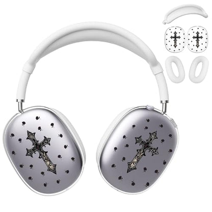 for AirPods Max Headphones Cross Rose Ear Covers for AirPods Max 2 | Cool Clear Ear Cups Cover | White Silicone Ear Pad Case Headband Cover for Apple AirPods Max 2/1 (2026/2024/2020) - color: Cross C/White