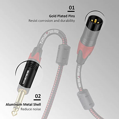 XLR to 6.35 Jack Cable, 1M 1/4" TRS to XLR Male Balanced Mic Cable, Male XLR to 1/4 Inch 6.5mm Male Audio Cord, TRS 6.35mm to XLR Male Balanced Microphone Cable Quarter Inch to XLR Plug 3FT - size: 1M/3FT