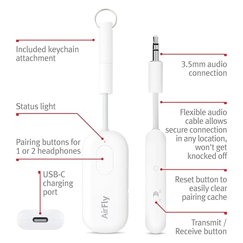 Twelve South AirFly Pro Bluetooth Wireless Audio Transmitter Receiver & Twelve South Butterfly 2-in-1 USB-C MagSafe Charger - style: Bundle AirFly Pro + ButterFly