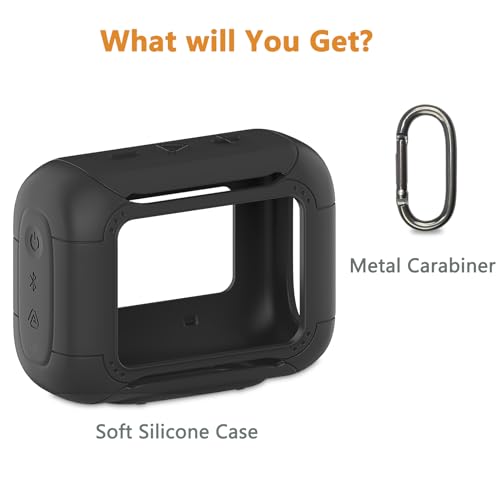 Silicone Cover Case for JBL Go 5 Portable Bluetooth Speaker | Protective Case for Go 5 Speaker, Shockproof Drop-Protection Cover with Carabiner (Black) - color: Black