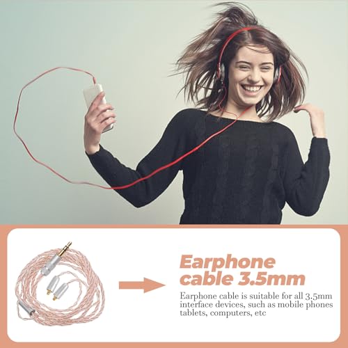 POPETPOP 5mm Earphone Extension Cable Silver Plated Cord Detachable Connector Wire Replacement Headphone Extension Cord for Wired Audio Devices