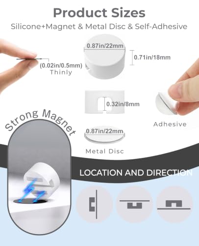 Maveek Magnetic Cable Clips White, Cord Organizer Magnet Silicone Cord Management Charging Cable Holder for Metal Desk, File Cabinet, Home and Office, with Extra Adhesive Plates (5 Piece, Large Size) | Fits Larger Cables Up To 0.3" Thick: PC, Computer, Et