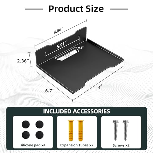 Heavy Duty Steel Floating Shelves, Wall Mounted Shelves for TV, Speaker, Cable Box, Router & Game Console, Space-Saving Storage Shelf for Living Room, Bedroom & Office (1PCS 6.7" x 9") - size: 1PCS 6.7" x 9"