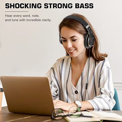 6S Bluetooth Headphones Over-Ear, Hi-Fi Stereo Foldable Wireless Stereo Headsets Earbuds with Built-in Mic, Volume Control, FM for iPhone/Samsung/iPad/PC (Blue) - color: Black