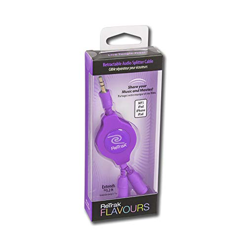 ReTrak Retractable Headphones Splitter, Purple ( ETCABLESPLRL) - color: Purple