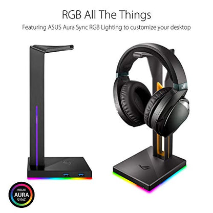 ASUS ROG Throne Qi Gaming Headset Stand - Wireless Charging | 2 USB Ports & Aux Input | Arc Design for Stable & Secure Storage | Built-in DAC & Amplifier for Immersive Audio | Aura Sync RGB Lighting