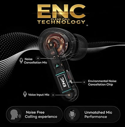 HARMONY TWENTY-TWO HTT-17, Wireless Earbuds, ENC 4 Mic Call Noise Cancelling, 13mm Deep Bass in Ear Buds with Voice Assistant, 5.4 Bluetooth Earphones, Fast Charging 10 min=100 min, 6H+35H Case, Ipx5