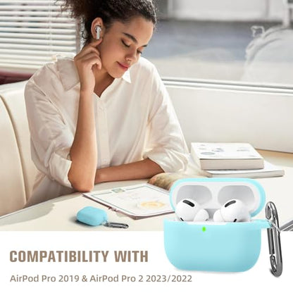 Hamile Compatible with AirPods Pro Case Protective Silicone Airpod Case Shockproof Cover Skin for Apple Airpod Pro 1st/2nd Case 2019 2022 Case, with Keychain, Night Glow Blue - color: 3-Nightglow Blue