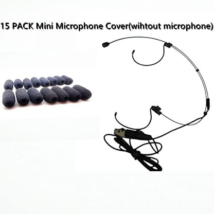 15 Pack Mini Lavalier Foam Cover Windscreen for Countryman E6 and Other Headset Lapel Microphones (Black) - color: Black