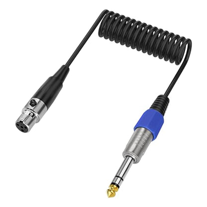 XMSJSIY 6.35mm TRS to Mini XLR TA4F Connector Cable -0.5M/1.6FT | 1/4" TRS Plug to 4-Pin Mini XLR Female Headphone Audio Stereo Sprial Coiled Cable Mic Cord for Mixer Guitar Mixer - style: mini XLR 4pin