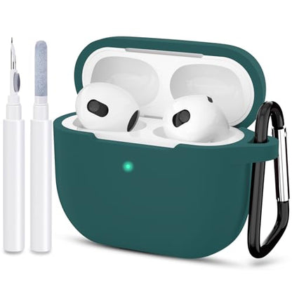 Compatible with AirPods 3 Case, Protective Silicone Cover for AirPods 3rd Generation Case 2021, Wireless Charging - Midnight Green - color: C-Midnight Green