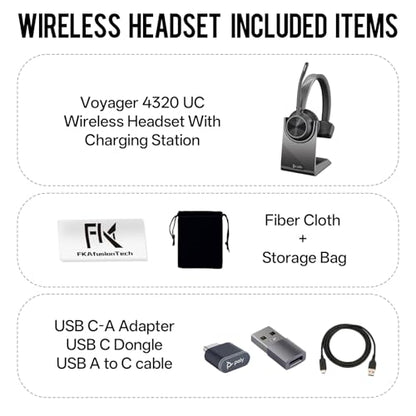 Poly Voyager 4310 UC Wireless Headset & Charge Stand - Single-Ear Headset, Connects PC/Mac/Mobile Phone via Bluetooth with USB-C to A Adapter & USB C Dongle & USB A-C Cable & Storage Bag