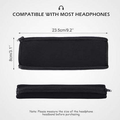 BlingKingdom Headphone Headband Cover, Black Band Cover, 9.2 x 3.1 in | Headphones Band Headband Protector with Zipper, Feels Comfortable, Detachable, Easy Cleaning